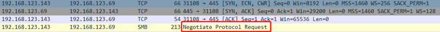 Exchange向Attacker发送SMB协商请求流量