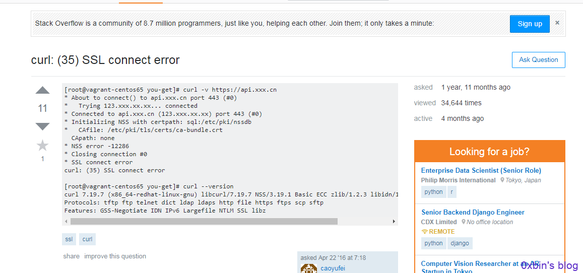 curl: (35) SSL connect error 之解决方案升级NSS | 0x24bin's Blog